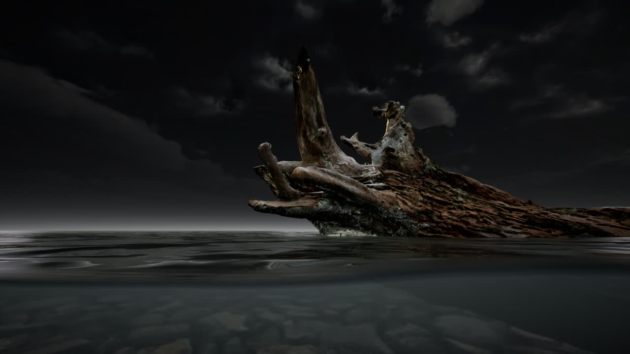paisaje marino oceánico con el cielo y la ola oceánica divididos por la línea de flotación a la parte submarina