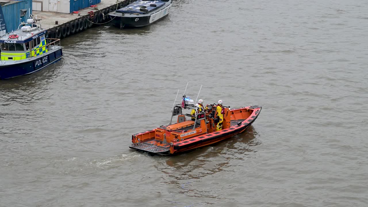 RNLI Emergency in The Thames, London, United Kingdom