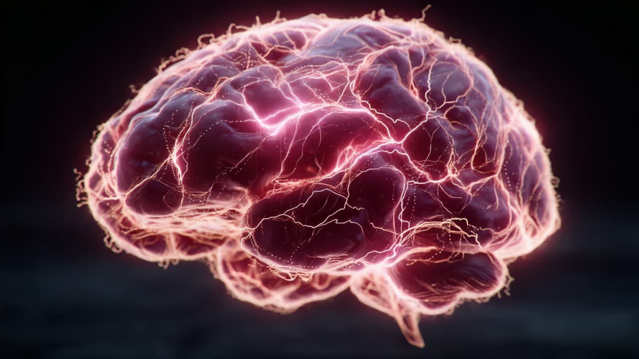 A Stunning Visual Representation of the Human Brain with Vibrant Electric Pulses Illustrating Neural Activity and Connectivity in a Mesmerizing Display of Light and Energy
