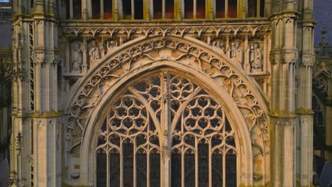 close up of ornament detail on st john cathedral tower den bosch fixed drone