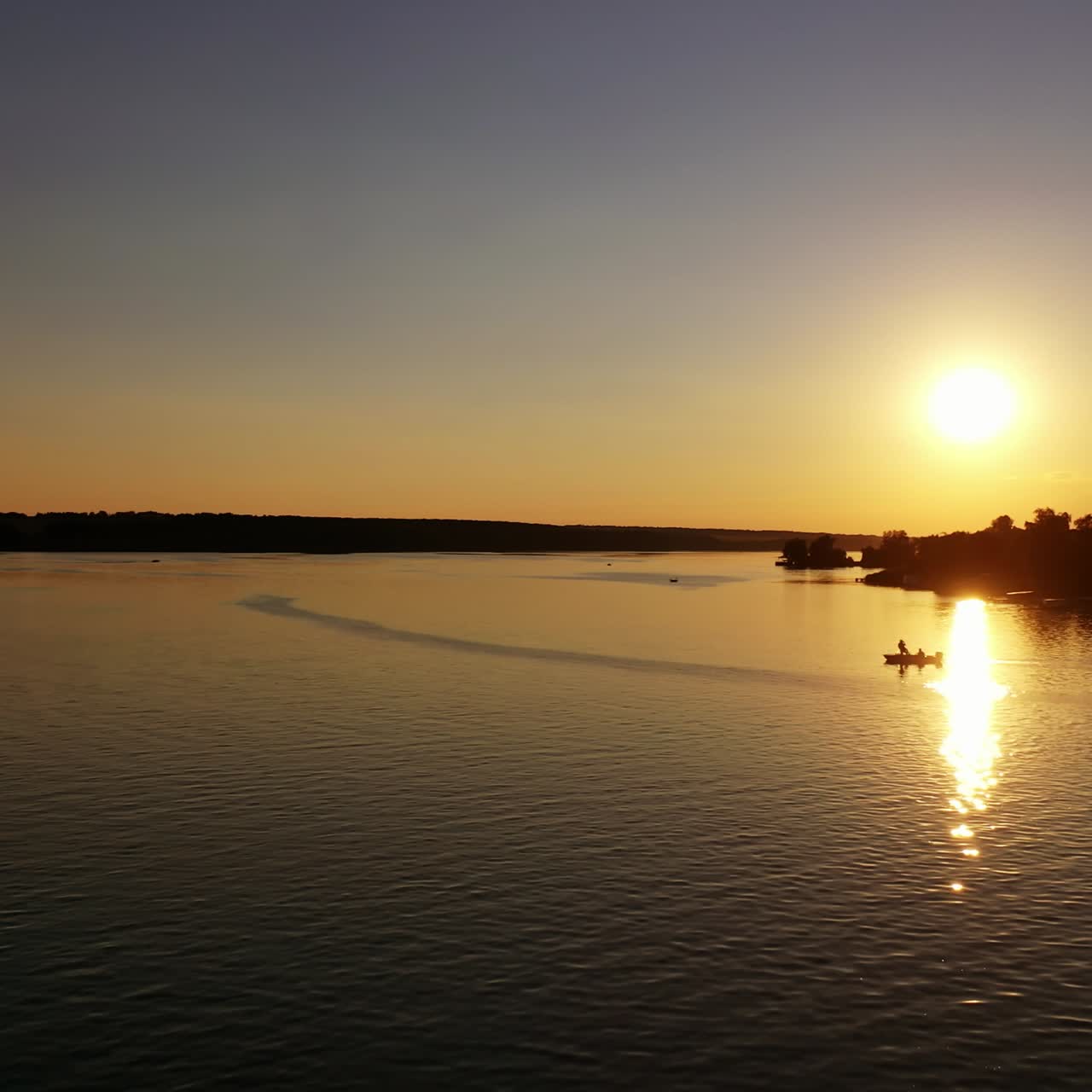 Amazing sunset on river