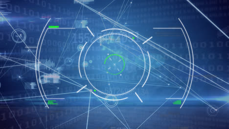 Animation-of-network-of-connections-with-icons-over-scope-and-binary-coding-data-processing