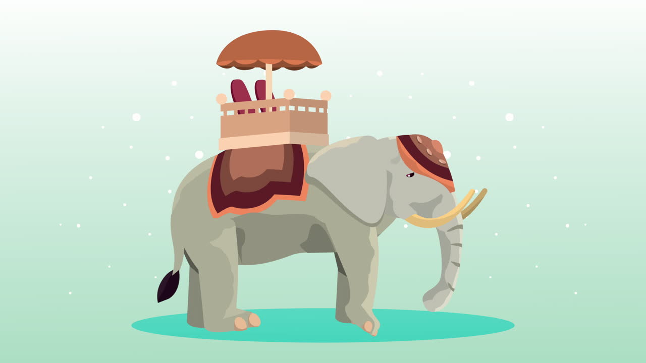 animación de celebración de la india con el elefante