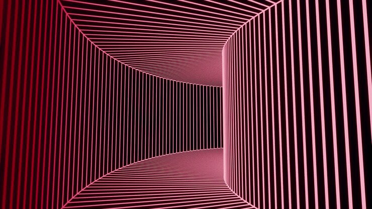 Abstract pink neon light tunnel