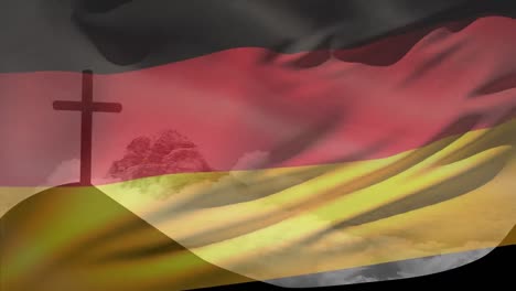 Animation-of-christian-cross-and-flag-of-germany
