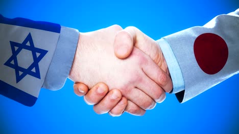 israel - japan / handshake concept animation about countries and politics / with matte channel