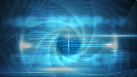 animación del procesamiento de datos a través de un túnel en espiral