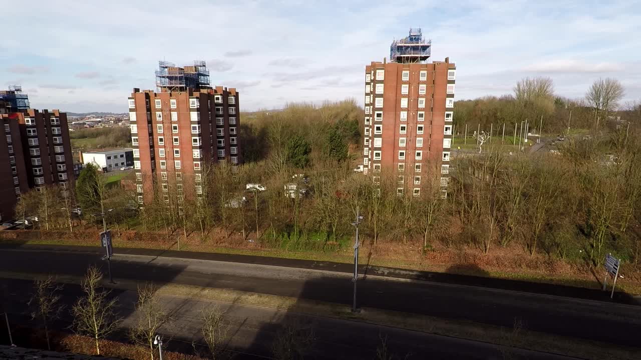 High rise tower blocks, flats built in the city of Stoke on Trent to accommodate the increasing population, housing crisis and over crowding, immigration housing