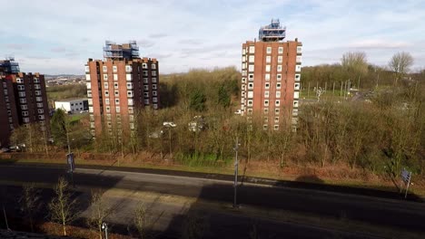 high rise tower blocks, flats built in the city of stoke on trent to accommodate the increasing population, housing crisis and over crowding, immigration housing
