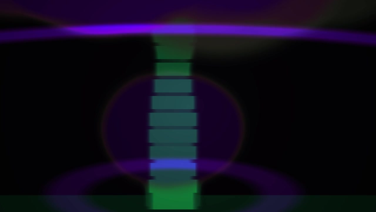 Abstrakt animation af stigende glødende lilla og grønne geometriske former