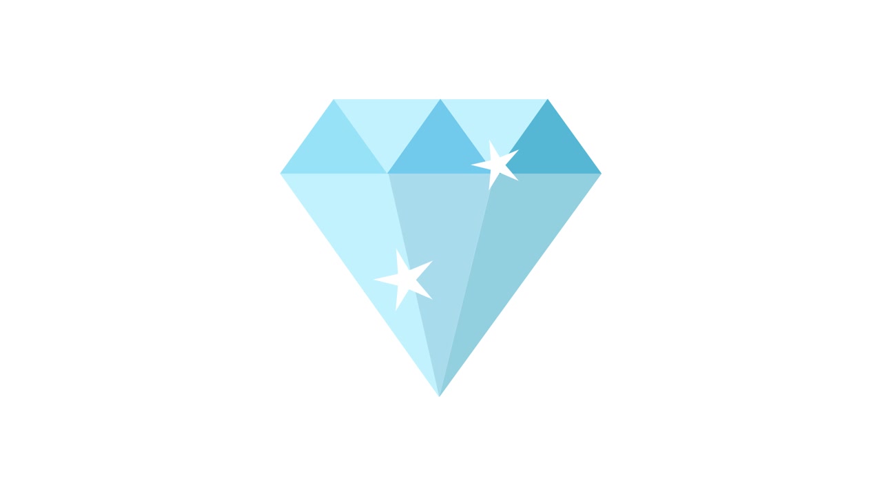 Animated Light Blue Diamond Icon with Sparkles on White Background