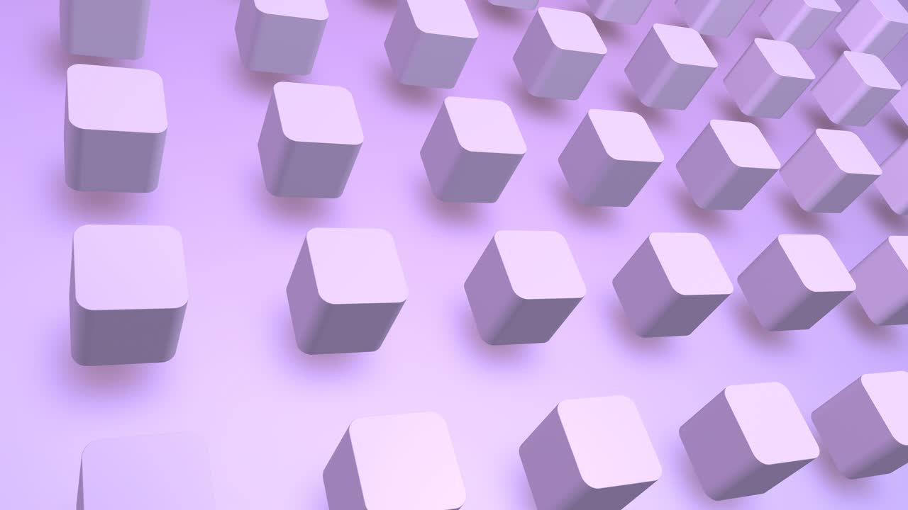 animación de bucle de formas geométricas 3d abstractas. fondo moderno, diseño de movimiento sin costuras, salvapantallas, telón de fondo. cartel o pancarta animada en 4k. cubos simétricos giratorios, colores pastel púrpura