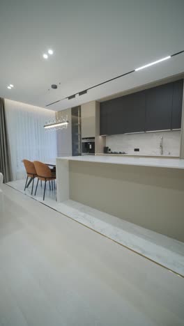 modern kitchen interior with integrated living space