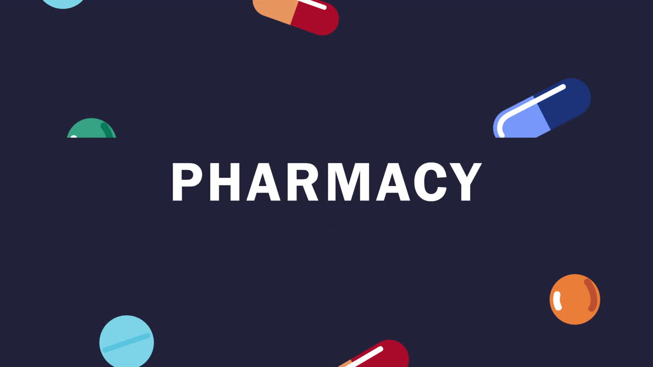 Pharmacy lettering with capsules and pills | Premium Stock Video Footage