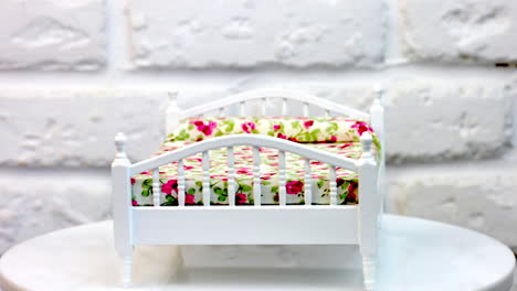 tiny decoration bed for toy. miniature furniture for dollhouse.