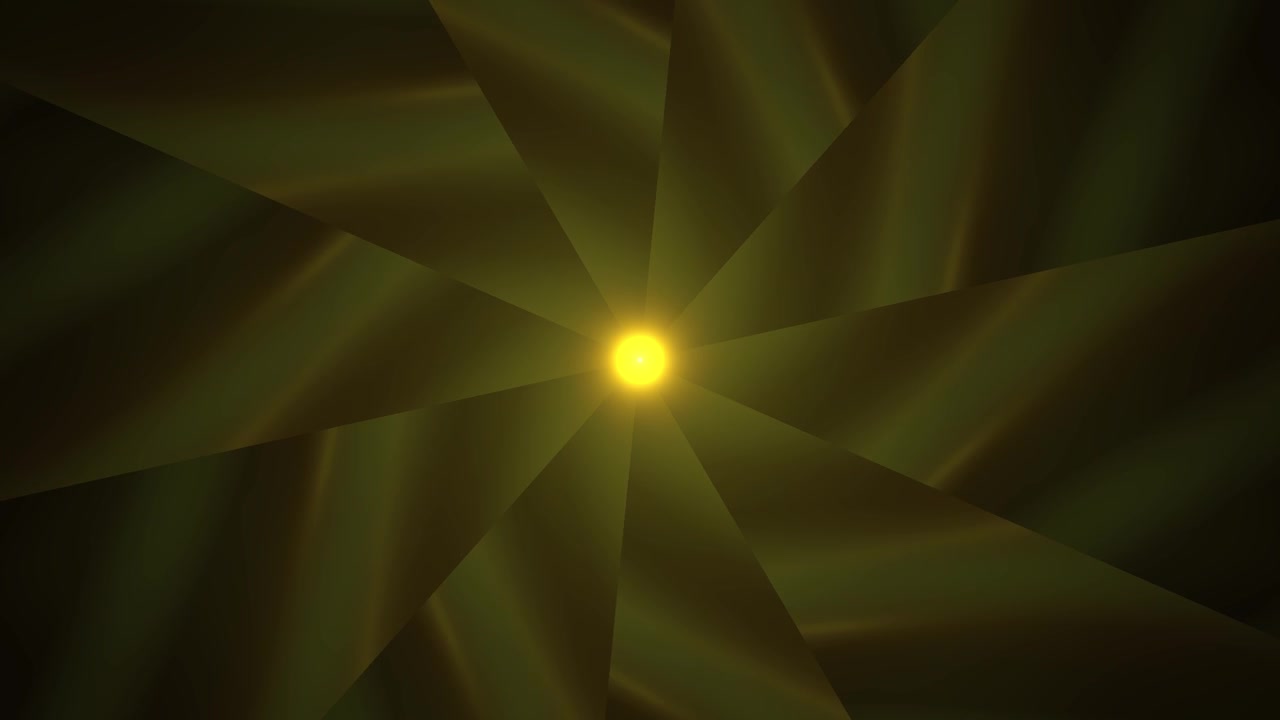 Abstract Golden Light Rays Rotating in Dark Background