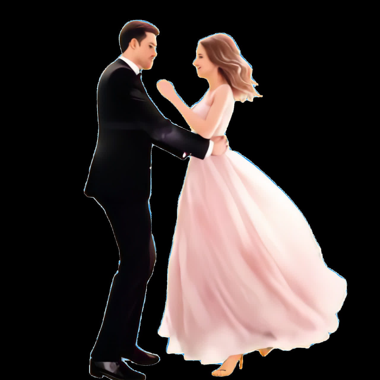 Elegant couple embracing softly