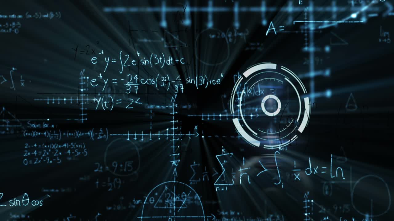 Animation of scope scanning and data processing on black background