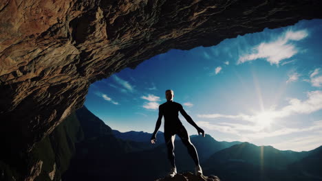 dynamic freefall in mountain landscape
