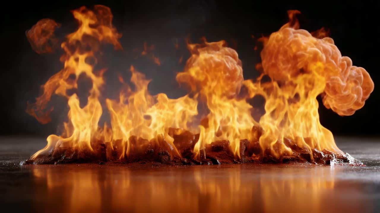 Dynamic and Captivating Flames Erupting from a Surface, Showcasing Their Luminous Glow and Intense Heat in a Dramatic Display of Fire's Power
