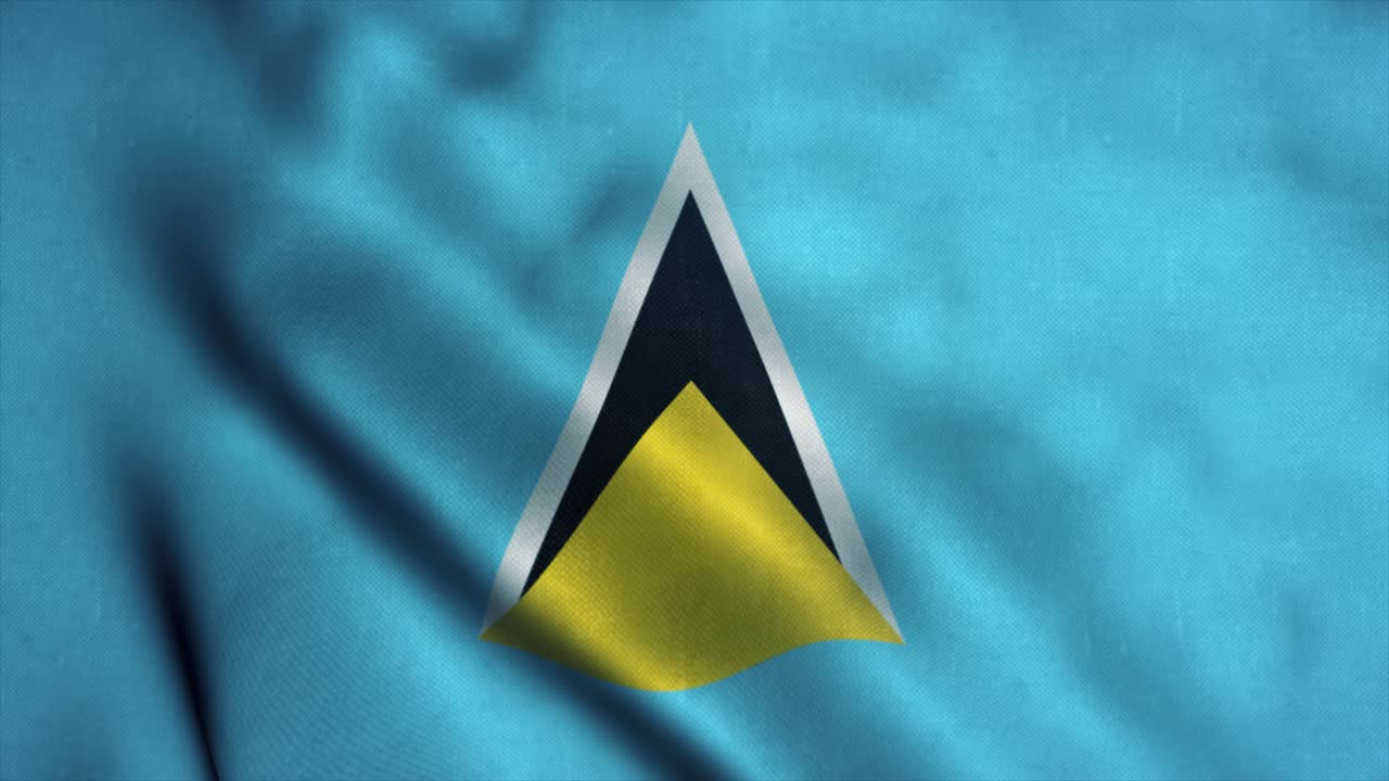 la bandera de santa lucía ondeando en el viento. la bandera nacional de santa lucia. el signo de santa lucía animación de bucle sin costuras. 4k