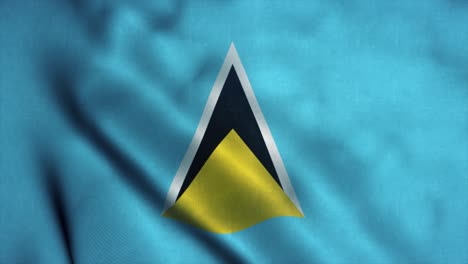 la bandera de santa lucía ondeando en el viento. la bandera nacional de santa lucia. el signo de santa lucía animación de bucle sin costuras. 4k