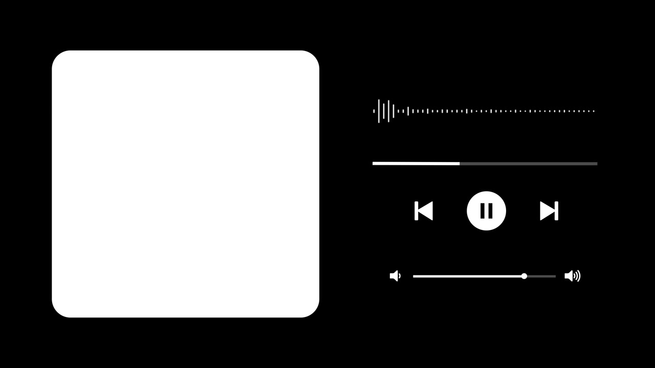 Animated Music Player Interface with Waveform and Playback Controls