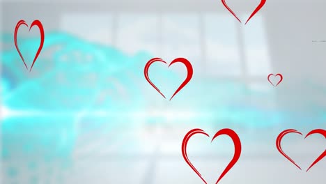 Animation-of-hearts-on-blue-background