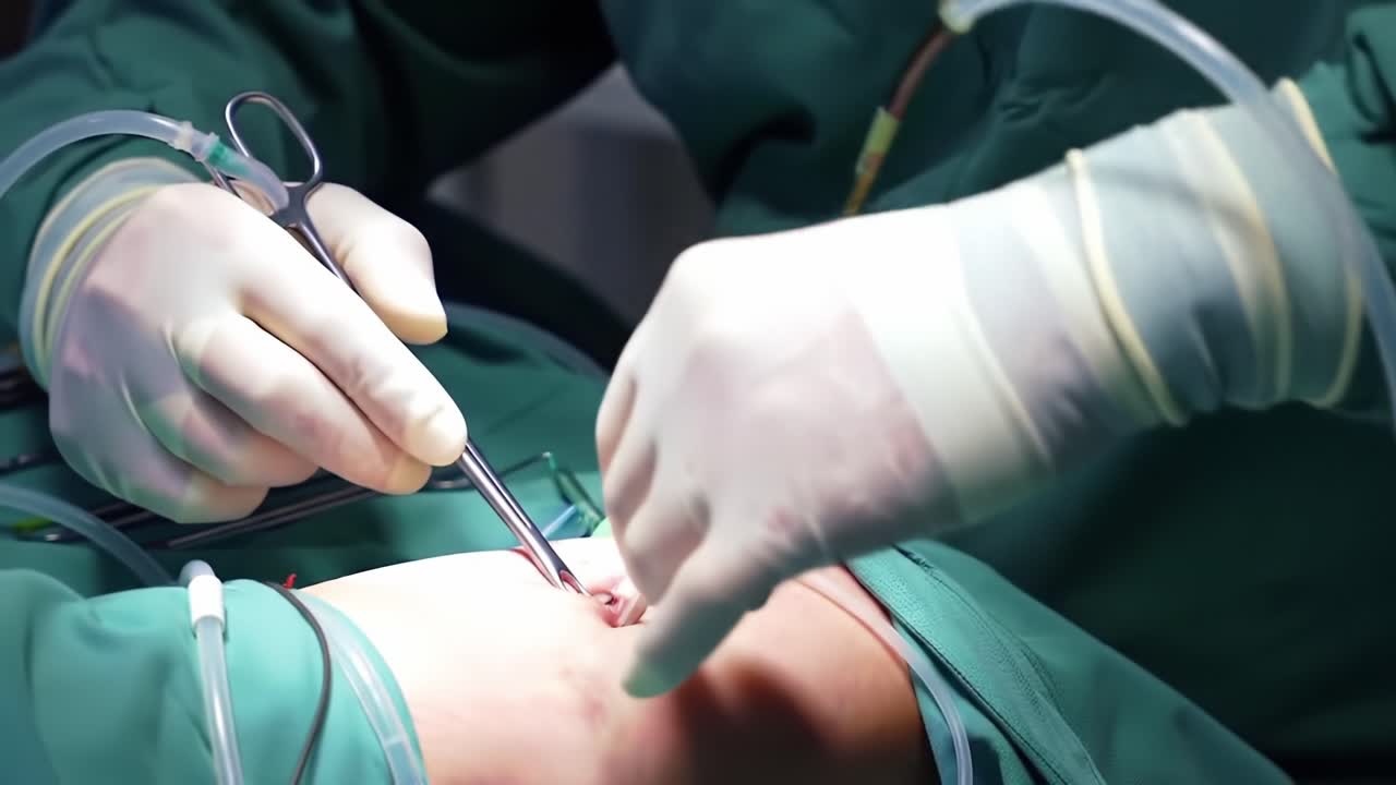 Surgeon Performing Surgical Procedure on Patient's Arm with Precision Instruments and Careful Technique Under Sterile Conditions