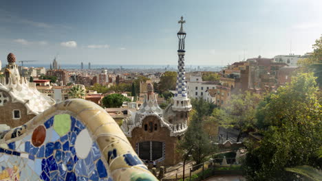 timelapse of the barcelona skyline shot from parc guell.