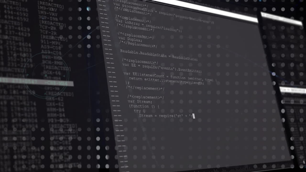 Animation of digital data processing over black background