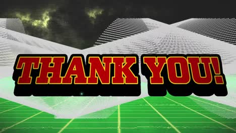 animation of thank you text over shapes on black background