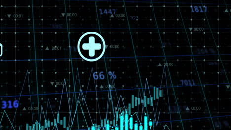 Medical-data-analysis-animation-over-fluctuating-financial-graphs-and-charts