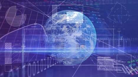 animation of data processing over globe and house