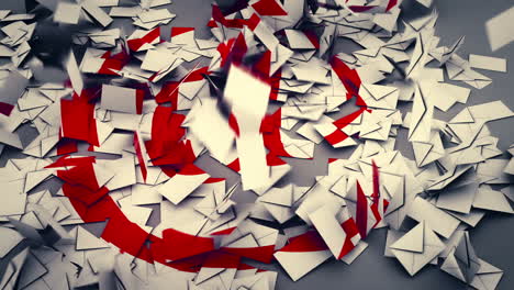 red @ sign made of envelopes