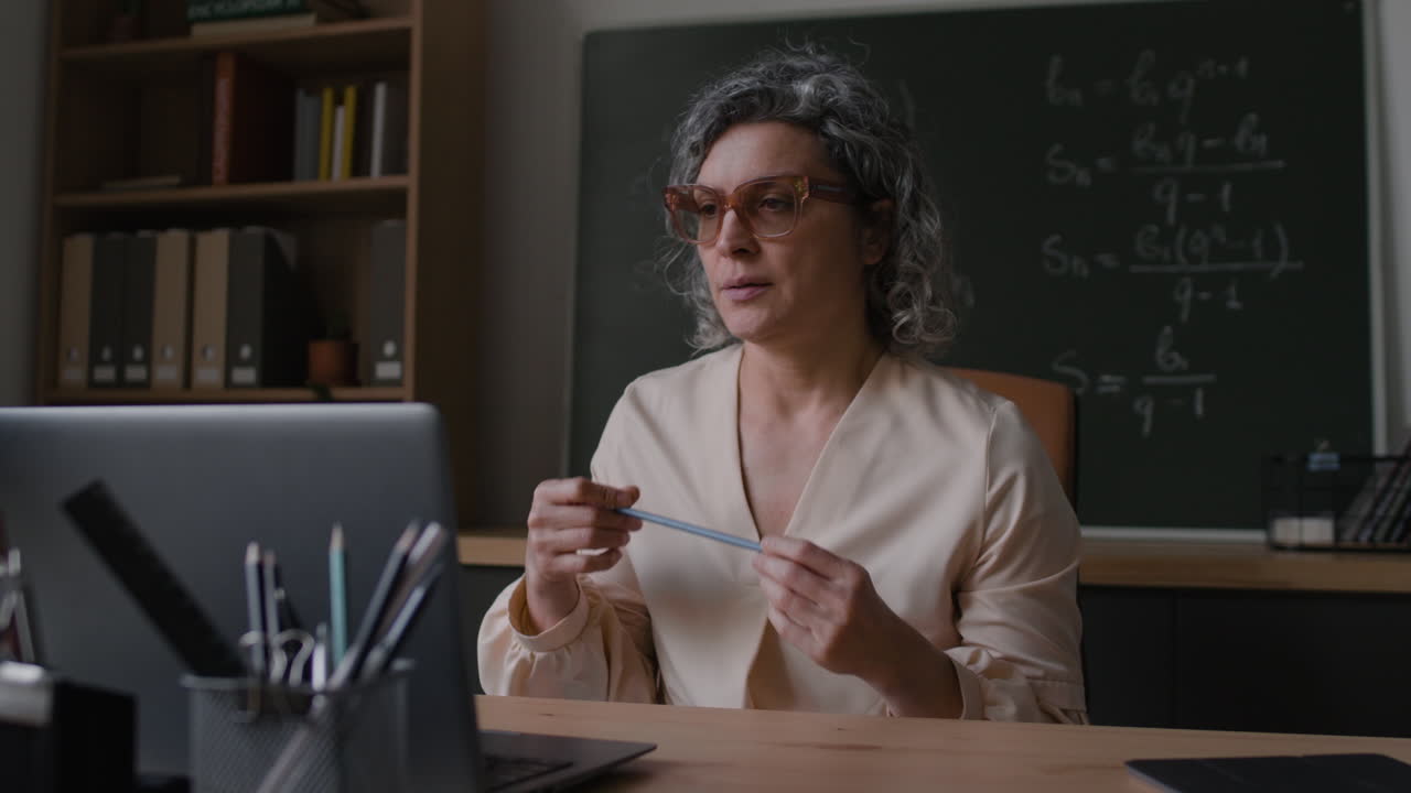 Online Math Class with a Female Teacher