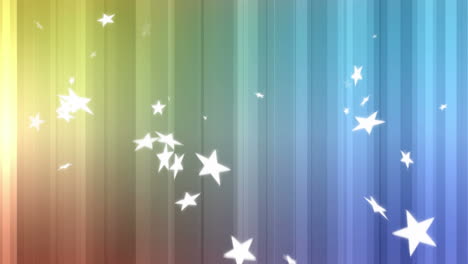 animation of white stars floating over colorful digital background