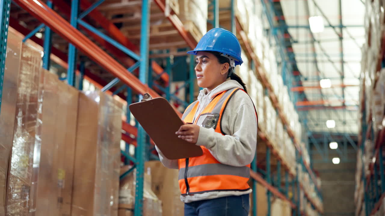 Lavoratore di magazzino che ispeziona l'inventario