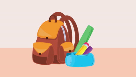 animación de suministros educativos para bolsas escolares