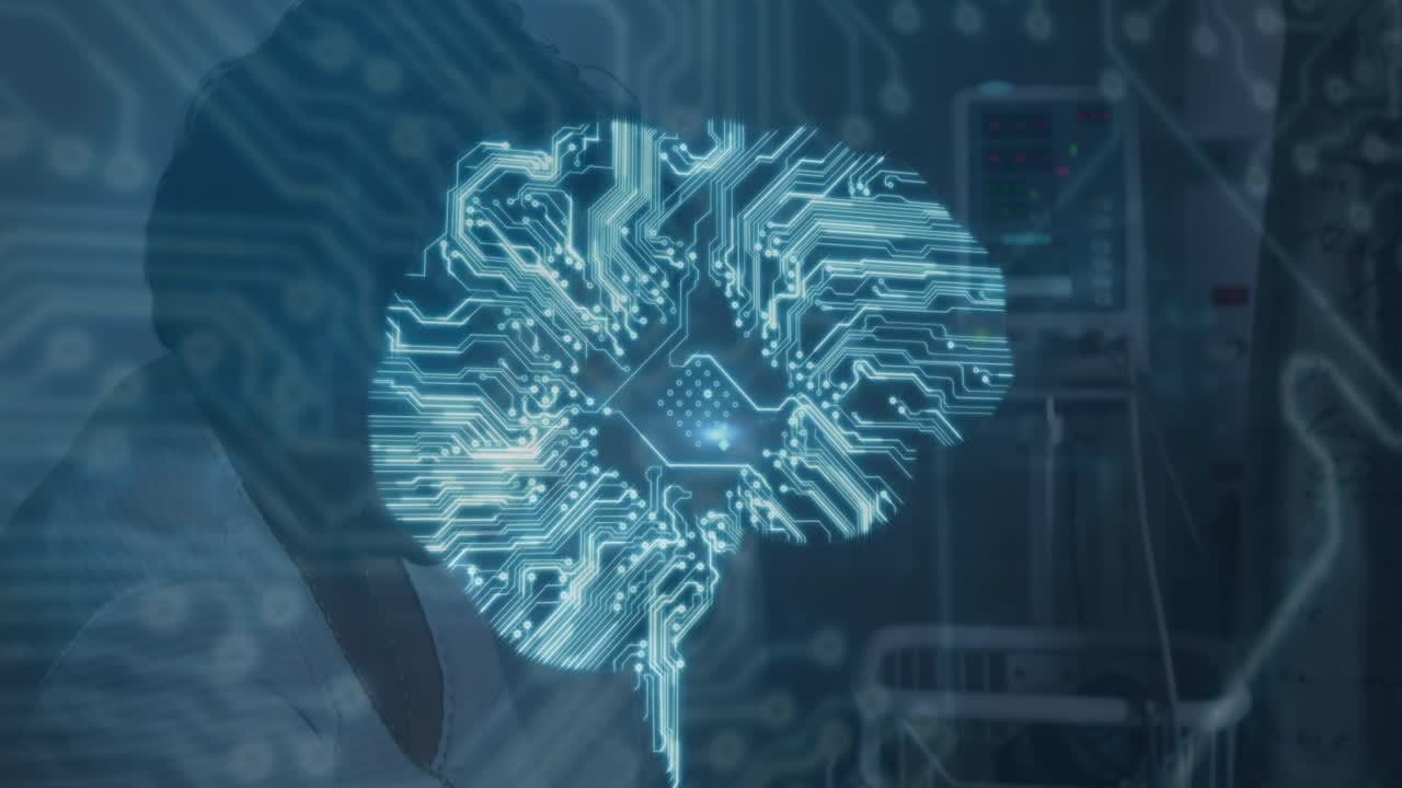 Animation of data processing over female patient
