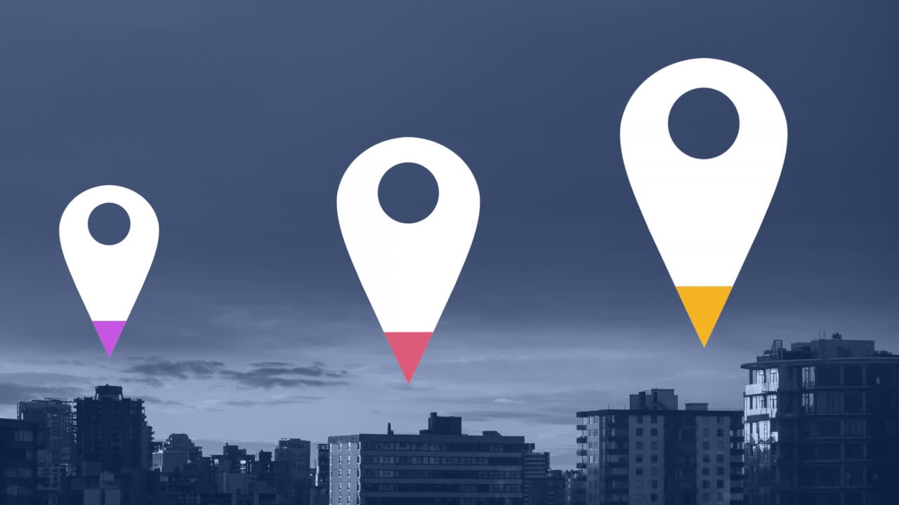 alfileres de ubicación sobre el paisaje