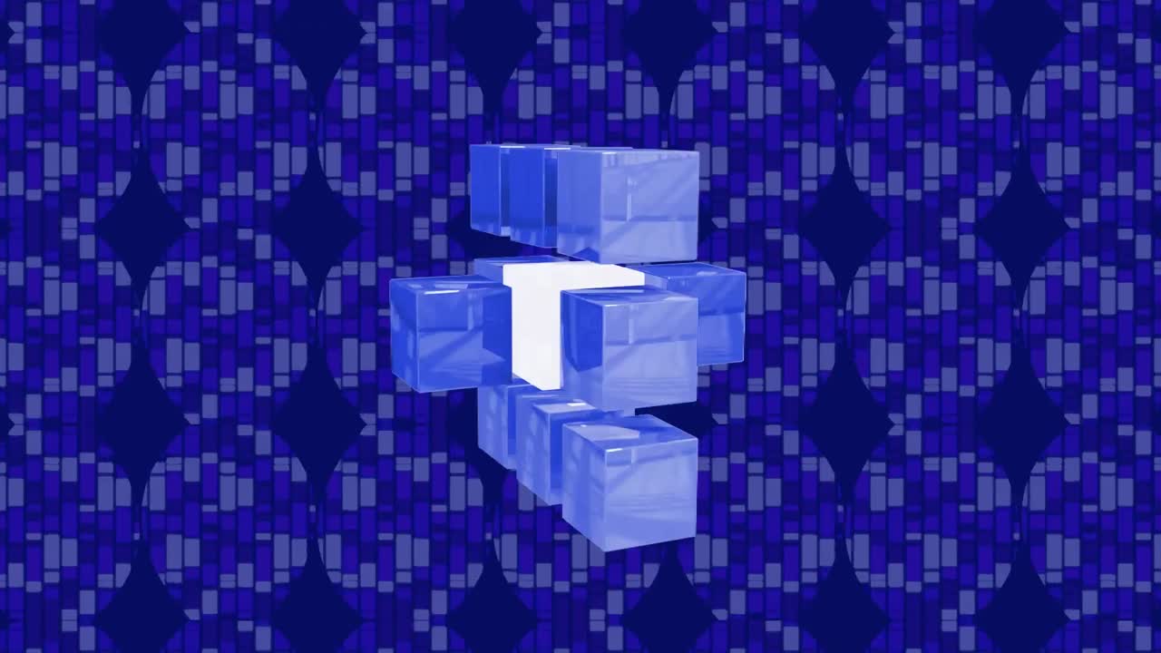 Animation of moving shapes on blue background