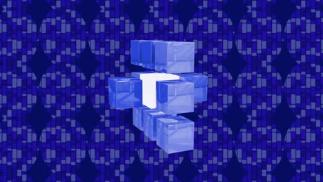 animación de formas en movimiento sobre fondo azul