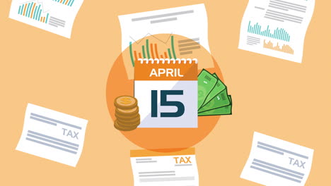 tax day animation with calendar and documents