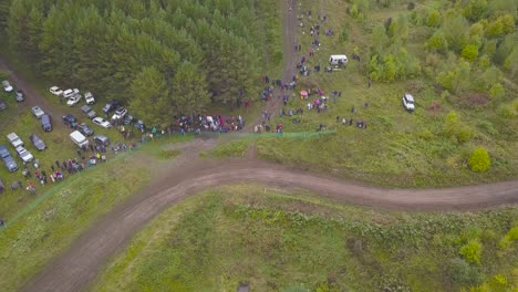 aerial view of off-road race event