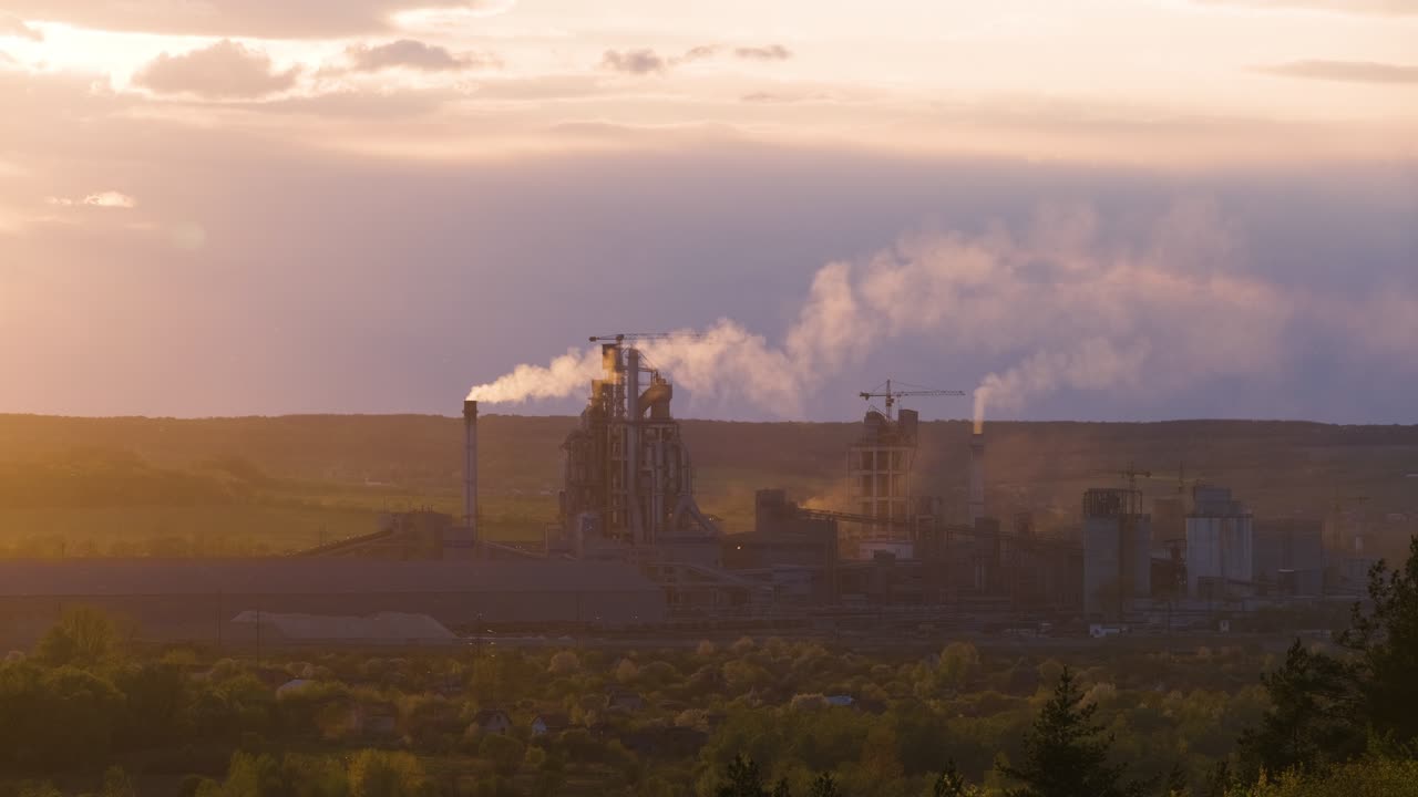 fábrica de cemento con alta estructura de planta de hormigón y grúa torre en el área de producción industrial. fabricación y concepto de la industria global