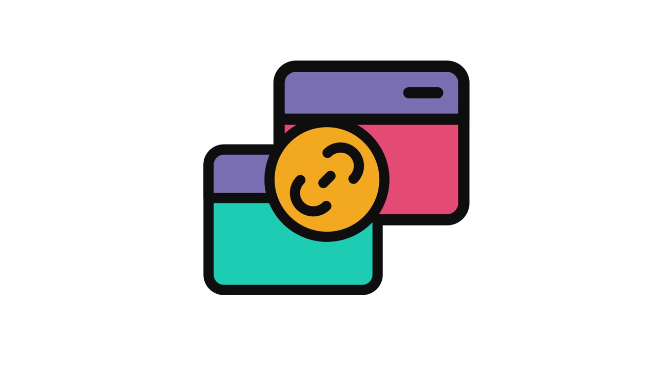 Animated Link Icon Connecting Two Digital Cards