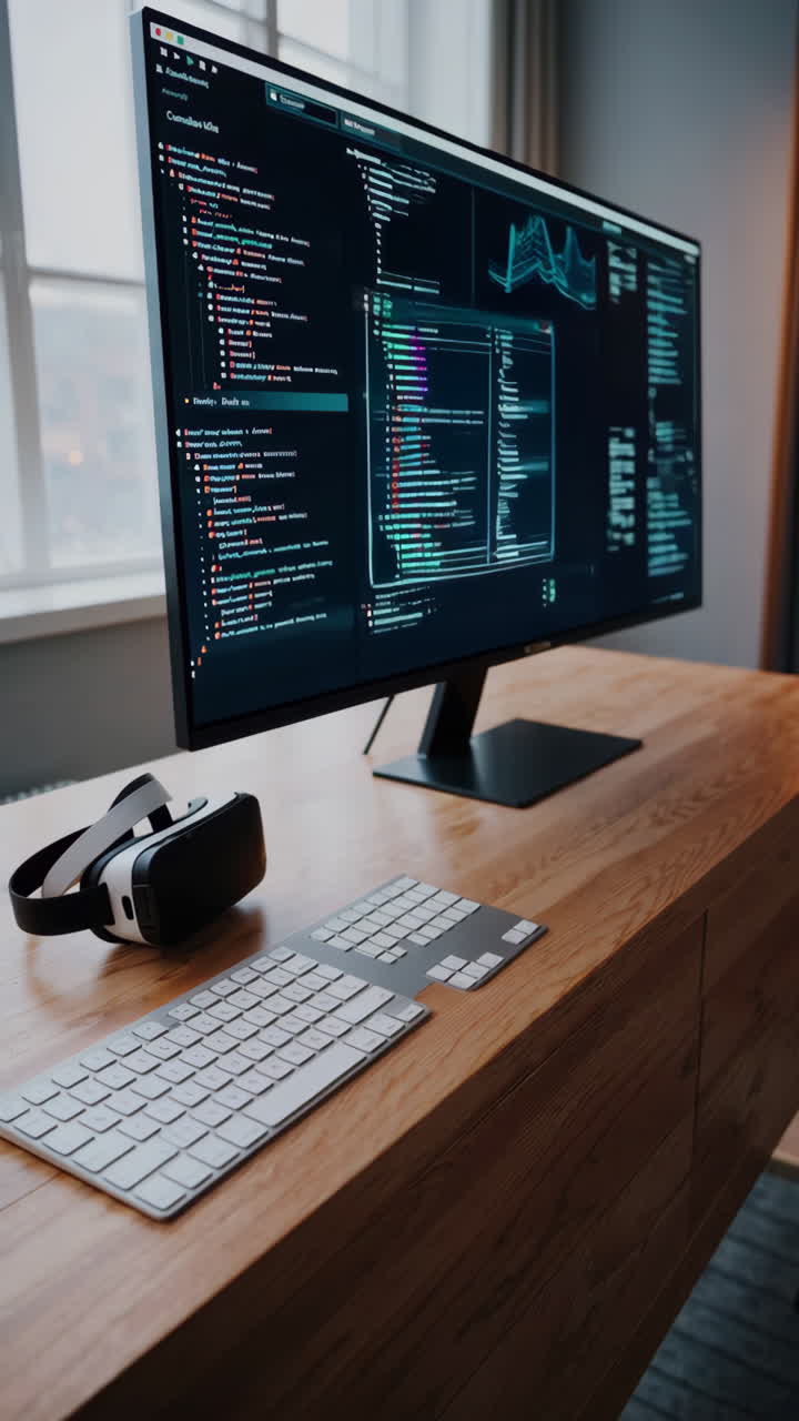 Modern Programmer's Workspace with VR Headset
