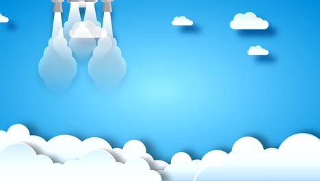 el transbordador despega de las nubes.