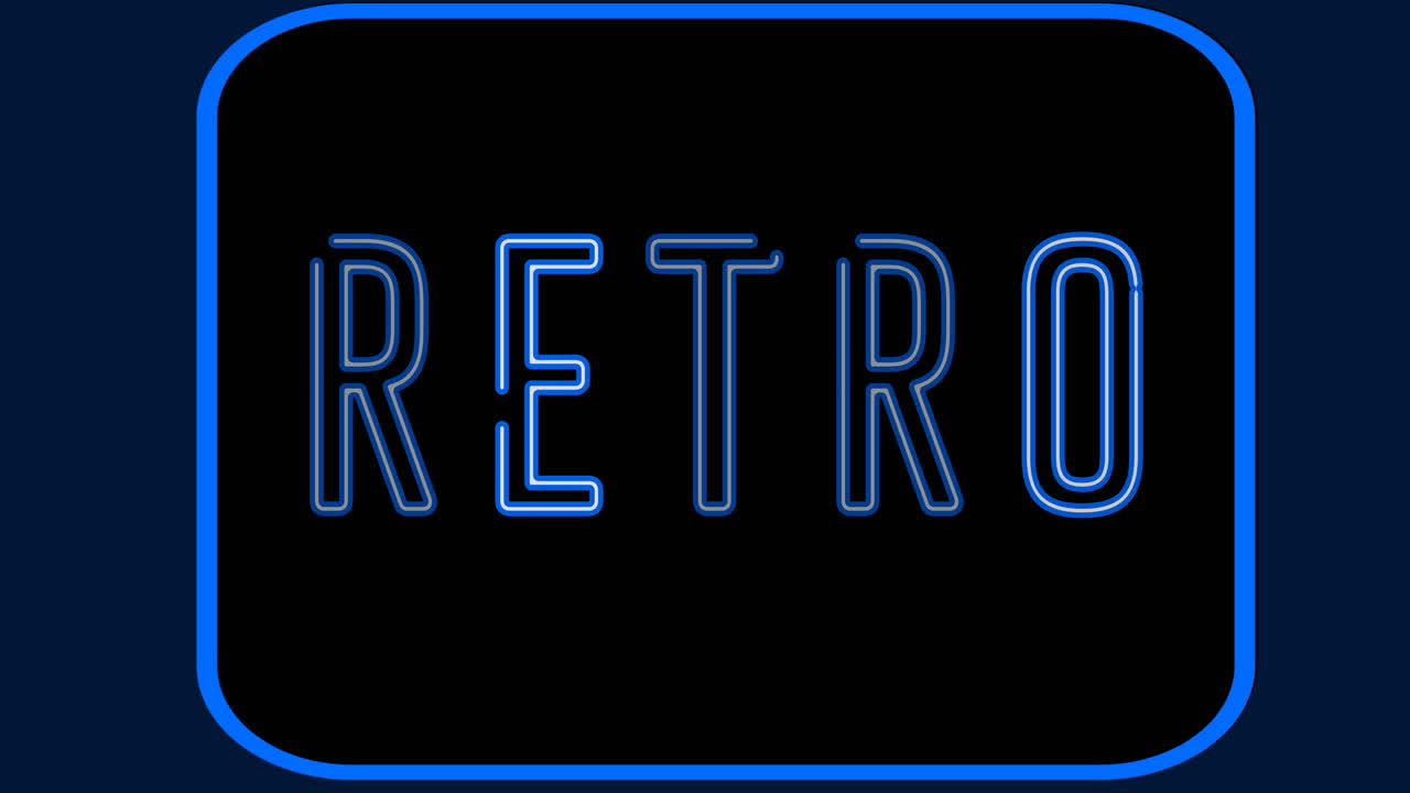어두운 배경 위에 네온 레트로 텍스트의 애니메이션